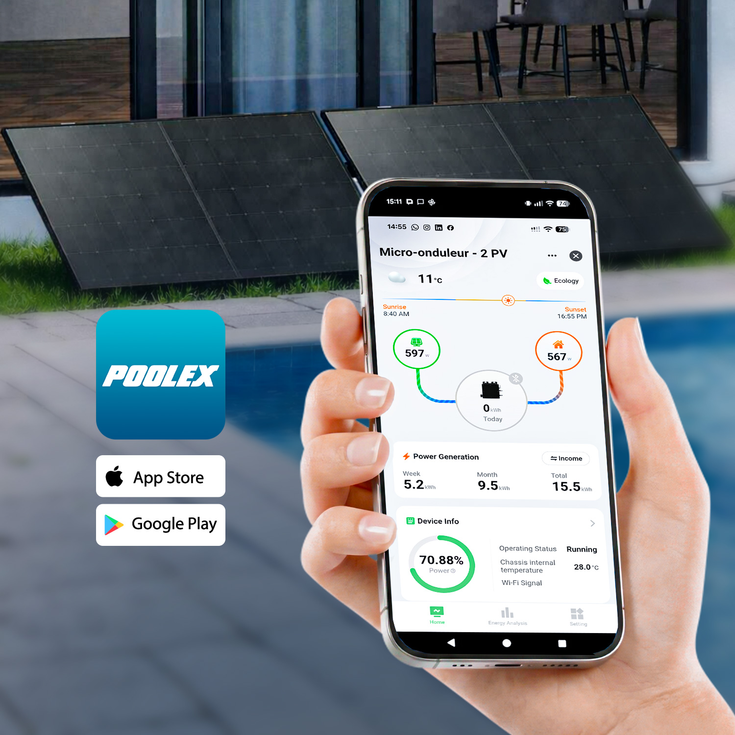 Sistema Solar Plug & Play 900Wp (800W) para Piscina - Ahorro Energético sin Instalación - Imagen 3