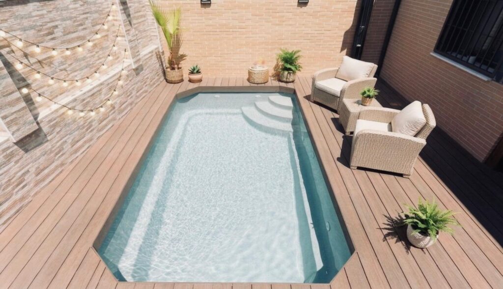 Piscina integrada en jardín