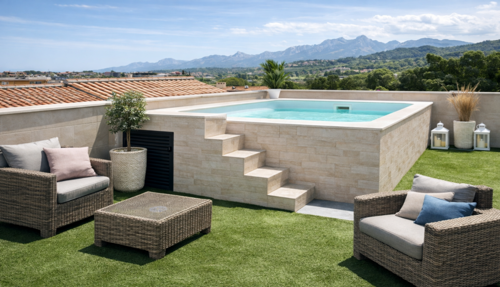 Piscina elevada moderna