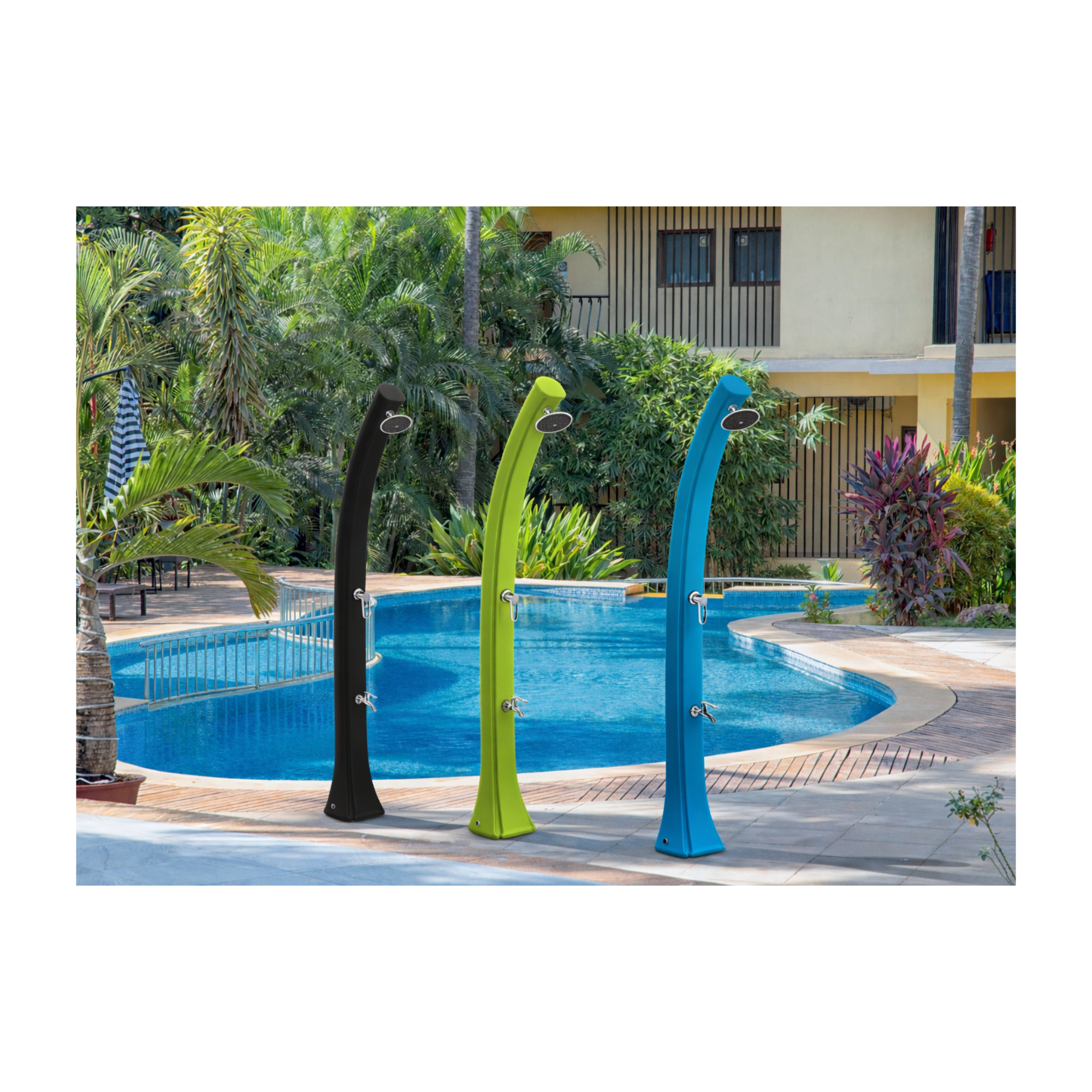 Ducha solar Selene 44L – Mayor capacidad y diseño elegante para jardín y piscina