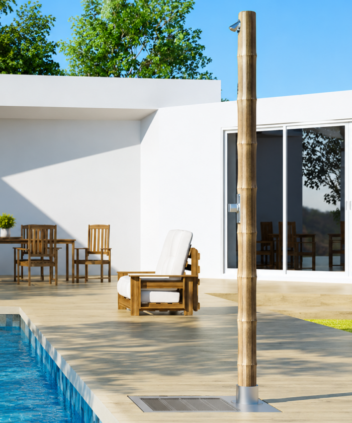 Ducha bambú AQA para piscina en acero inoxidable AISI 316L