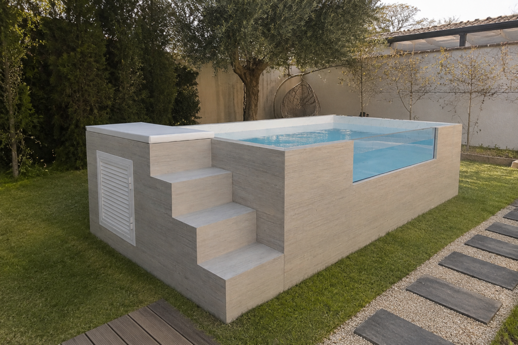 piscina autportante acero